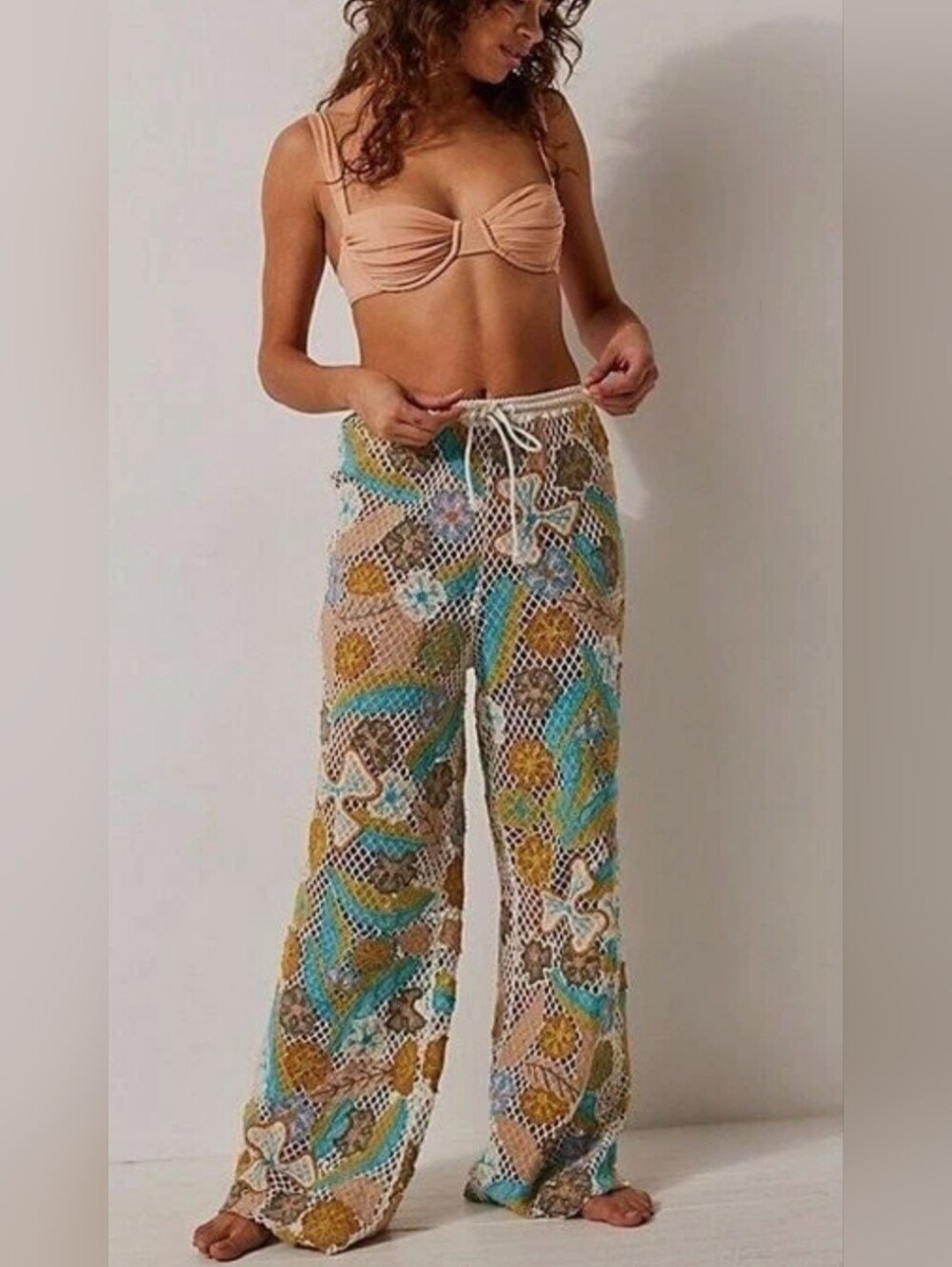 Free People Intimately NWT Ocean Roads Crochet Wide-Leg Pant